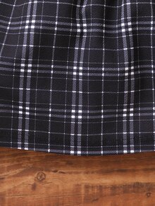 Toddler Girls Ribbed Knit Tee & Plaid Print Skirt - Black - View 4