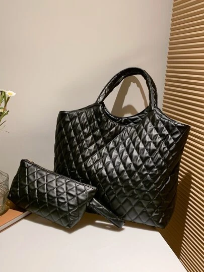 极简主义绗缝图案手提包 菱形图案手提包，女士人造皮革手提包，休闲纯色单肩包和手拿包，母亲节礼物，适合妈妈、少女、女大学生、新秀和白领工作者，非常适合办公室、工作、商务、通勤，最适合女性的工作包，女士工作包，适合日常优雅和特殊场合