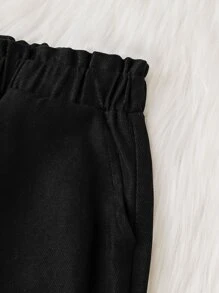 Girls Elastic Waist Wide Leg Trousers - Black - View 5