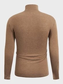 Manfinity Men Mock Neck Letter Graphic Tee - Camel - View 2