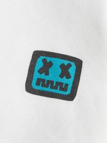 Manfinity VCAY 男士卡通臉圖案連帽衫 - 白色 - 查看 3