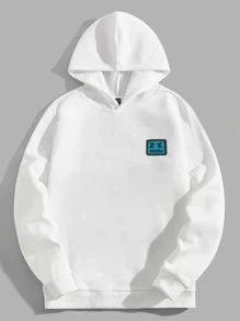 Manfinity VCAY 男士卡通臉圖案連帽衫 - 白色 - 查看 4