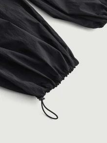 SHEIN MOD Solid Flap Pocket Parachute Cargo Trousers - Black - View 4