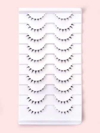 Homaylash Manga Lashes，全假睫毛 10 对仿貂皮睫毛纤细透明带下假睫毛礼物，适合女士和女孩条状睫毛，睫毛，睫毛，假睫毛