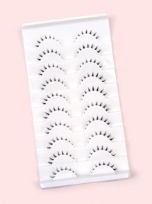 Homaylash Manga Lashes，全假睫毛 10 对仿貂皮睫毛纤细透明带下假睫毛礼物，适合女士和女孩条状睫毛，睫毛，睫毛，假睫毛 - 黑色 - 查看 2