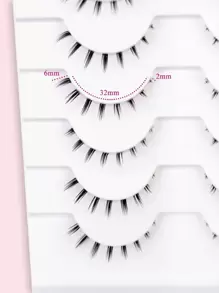 Homaylash Manga Lashes，全假睫毛 10 对仿貂皮睫毛纤细透明带下假睫毛礼物，适合女士和女孩条状睫毛，睫毛，睫毛，假睫毛 - 黑色 - 查看 3