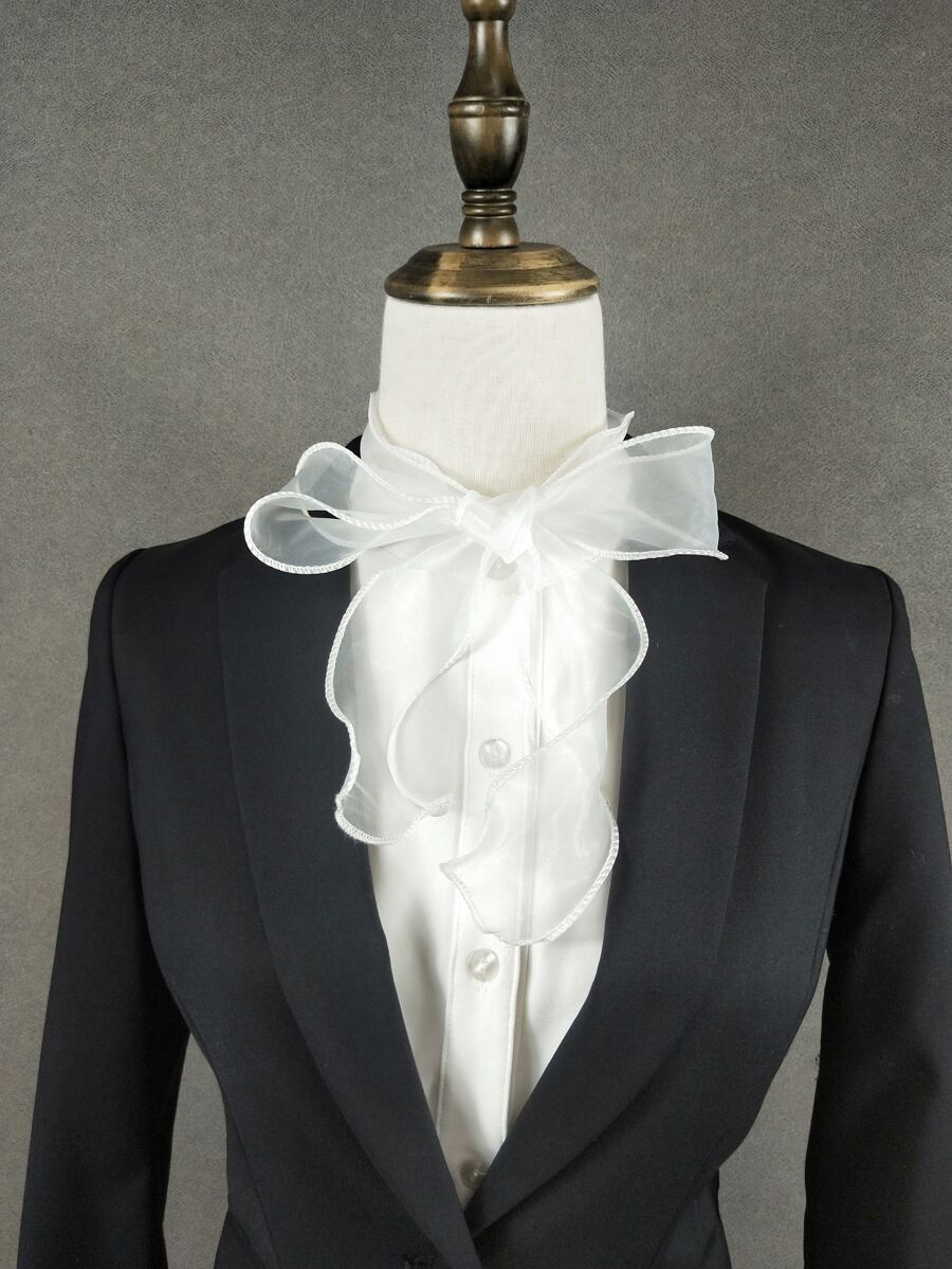 1pc Women's White Tight Mesh Lace Edge Collar Short Sleeved Undershirt For Wedding Season - White - View 1