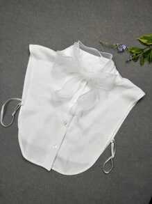 1pc Women's White Tight Mesh Lace Edge Collar Short Sleeved Undershirt For Wedding Season - White - View 5