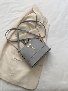 Moire Minimalist Deer Charm Dome Bag For Business/Commute/Work/Office - Light Grey - View 1