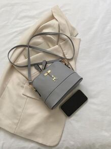 Moire Minimalist Deer Charm Dome Bag For Business/Commute/Work/Office - Light Grey - View 3