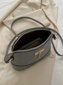 Moire Minimalist Deer Charm Dome Bag For Business/Commute/Work/Office - Light Grey - View 4
