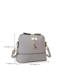 Moire Minimalist Deer Charm Dome Bag For Business/Commute/Work/Office - Light Grey - View 5