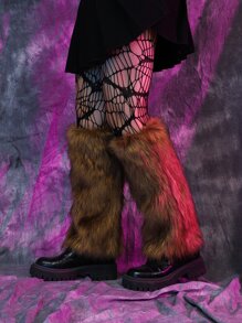 毛茸茸腿部保暖套 - 棕色 - 查看 3