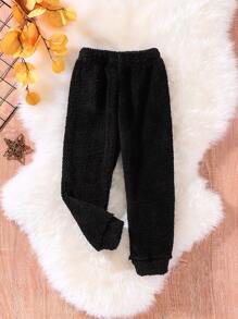 Toddler Girls Leopard Pattern Flannel Hoodie & Trousers - Multicolor - View 5