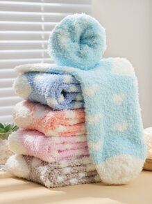 5雙愛心圖案中筒襪