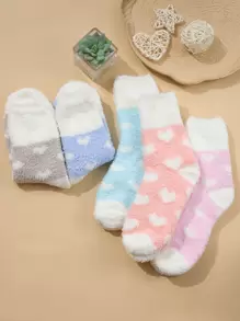 5雙愛心圖案中筒襪