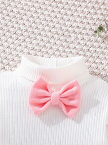 Toddler Girls Ruffle Trim Bow Front Tee & Pleated Skirt - Multicolor - View 3