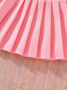 Toddler Girls Ruffle Trim Bow Front Tee & Pleated Skirt - Multicolor - View 5