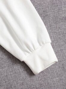 Sarah Wearer Dragonfly Print Drop Shoulder Drawstring Crop Hoodie - White - View 4