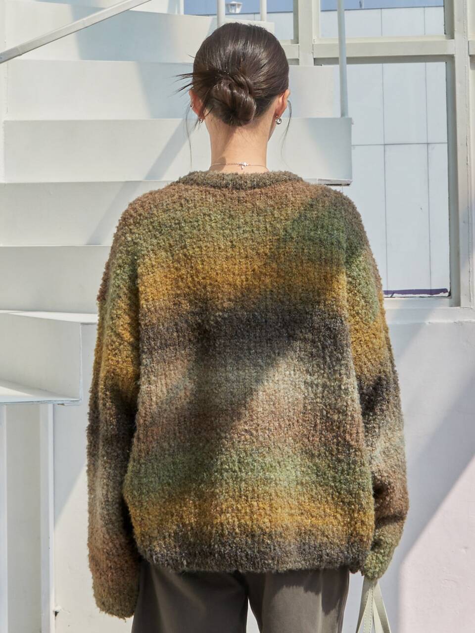 Ombre Drop Shoulder Sweater,Long Sleeve Tops,Fall Women Clothes