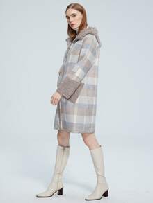 MIEGOFCE 拼接人造羊羔絨連帽格紋兩面可戴外套 - 彩色 - 查看 3