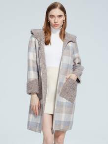 MIEGOFCE 拼接人造羊羔絨連帽格紋兩面可戴外套 - 彩色 - 查看 6