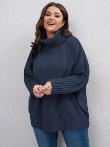 SHEIN LUNE 大碼高領蝙蝠袖套頭毛衣