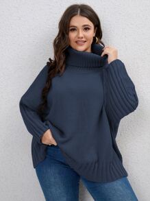 SHEIN LUNE 大碼高領蝙蝠袖套頭毛衣