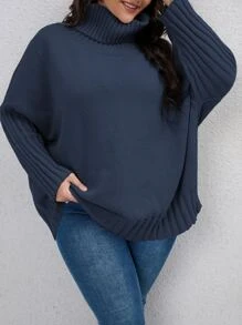 SHEIN LUNE 大碼高領蝙蝠袖套頭毛衣