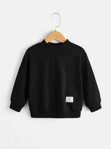 SHEIN Áo nỉ bé trai Đắp vá Lá thư Giải trí - màu đen - Xem 1