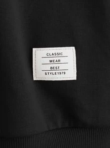 SHEIN Áo nỉ bé trai Đắp vá Lá thư Giải trí - màu đen - Xem 4