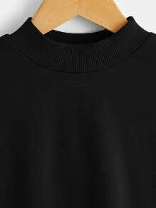 SHEIN Áo nỉ bé trai Đắp vá Lá thư Giải trí - màu đen - Xem 5