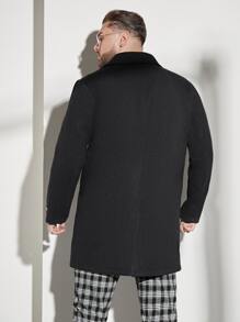 Manfinity VCAY Men Plus Lapel Neck Single Breasted Overcoat, For Fall Winter - Black - View 2