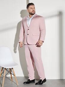 Manfinity Men Single Breasted Blazer & Trousers Suit - Baby Pink - View 6