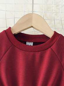 Toddler Girls Raglan Sleeve Elastic Waist Sweatshirt Dress - Red - View 4