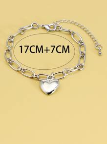 Heart Charm Bracelet - Silver - View 3