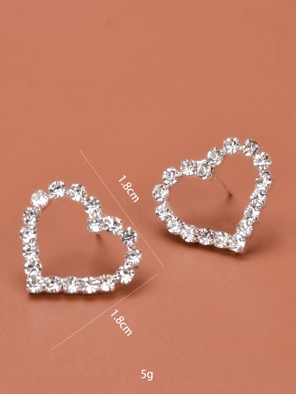 Rhinestone Heart Design Stud Earrings SHEIN USA
