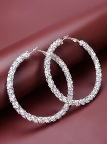 1對時尚鑲鑽女式耳環，萬用C型耳環，個性化選擇用於節慶、派對、婚禮等場合 - 銀色 - 查看 12