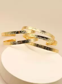 5pcs Letter Graphic Cuff Bangle - Yellow Gold - View 2