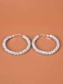 Hoa tai vòng trang trí Rhinestone - Bạc - Xem 3