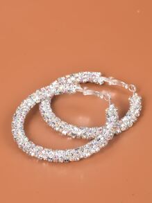 Hoa tai vòng trang trí Rhinestone - Bạc - Xem 4