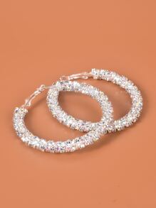 Hoa tai vòng trang trí Rhinestone - Bạc - Xem 5