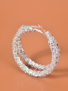 Hoa tai vòng trang trí Rhinestone - Bạc - Xem 7