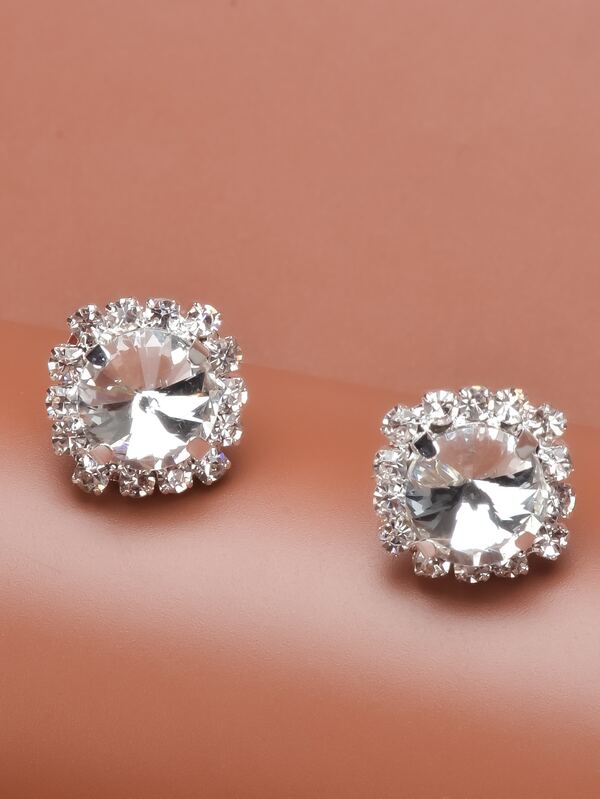 Rhinestone Decor Stud Earrings SHEIN USA