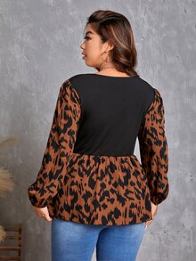 SHEIN Clasi áo nữ kích thước lớn Viên lá sen Đồ họa Giải trí - Nhiều màu - Xem 2