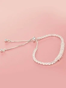 Rhinestone Decor Bracelet - Silver - View 3