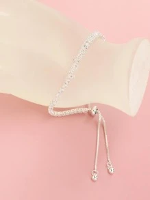 Rhinestone Decor Bracelet - Silver - View 4