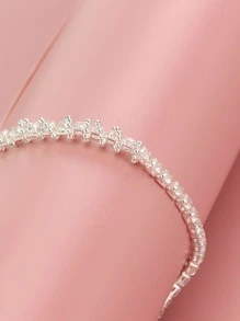 Rhinestone Decor Bracelet - Silver - View 6