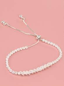 Rhinestone Decor Bracelet - Silver - View 7