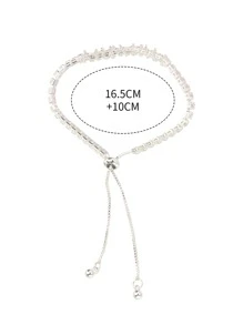 Rhinestone Decor Bracelet - Silver - View 8